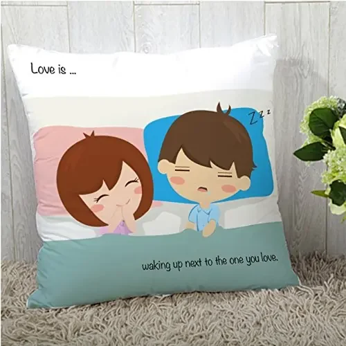 Christmas Vibes Love Quote Polyester Blend Cushion Cover -Multicolour 16×16 Inches/40×40 cm