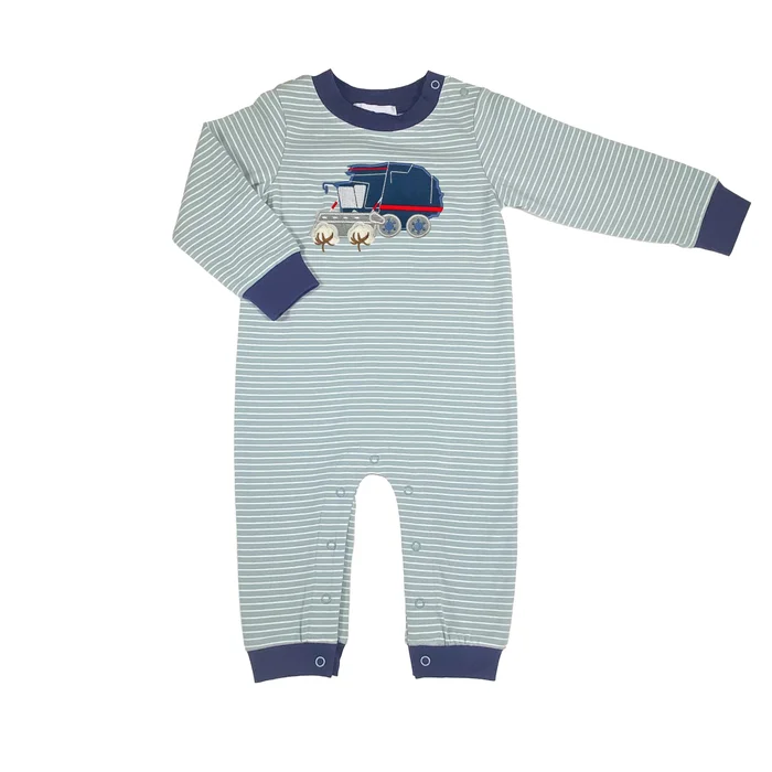 COTTON PICKER APPLIQUE LONG ROMPER
