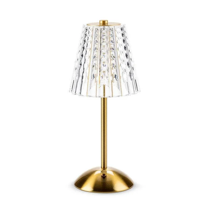 Crystal Shade Cordless Lamp- Gold – 12″H