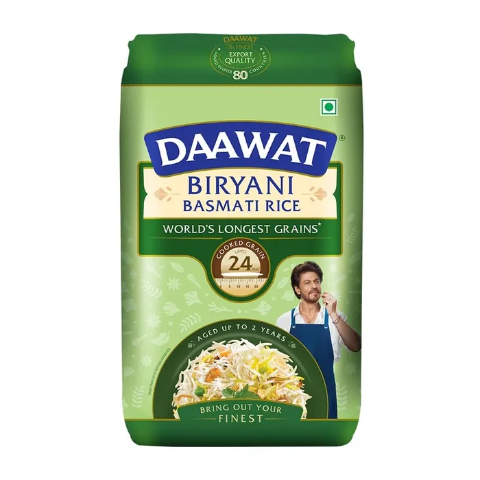 Daawat Biryani Basmati Rice World S Longest Rice Grain Expands 24Mm* Tasty, Non-Sticky & Rich Aroma Naturally Aged 1 Kg..