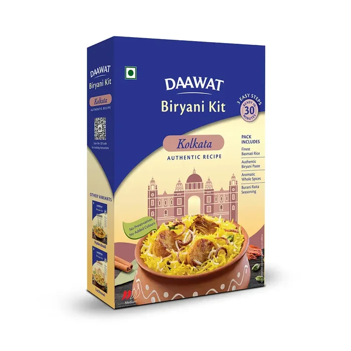 Daawat Biryani Kit Kolkata Authentic Recipe Ready in 30 min Ready to Cook 334gm