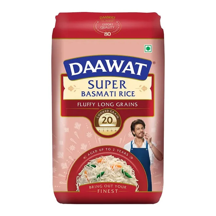 Daawat Super Basmati Rice 1Kg +100g or 1Kg Fluffy Long Grains Cooked upto 20mm*