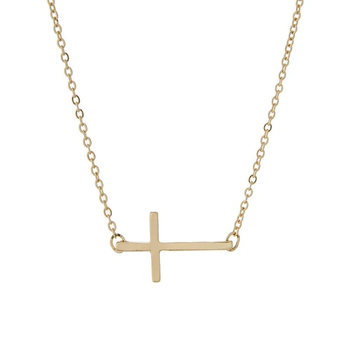 Dainty East West Cross Necklace