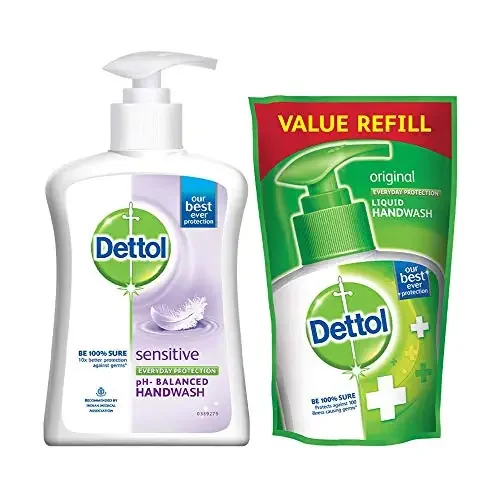 Dettol Liquid Sensitive – 200 ml with Free Dettol Original Liquid Pouch – 175 ml (Any Variant)