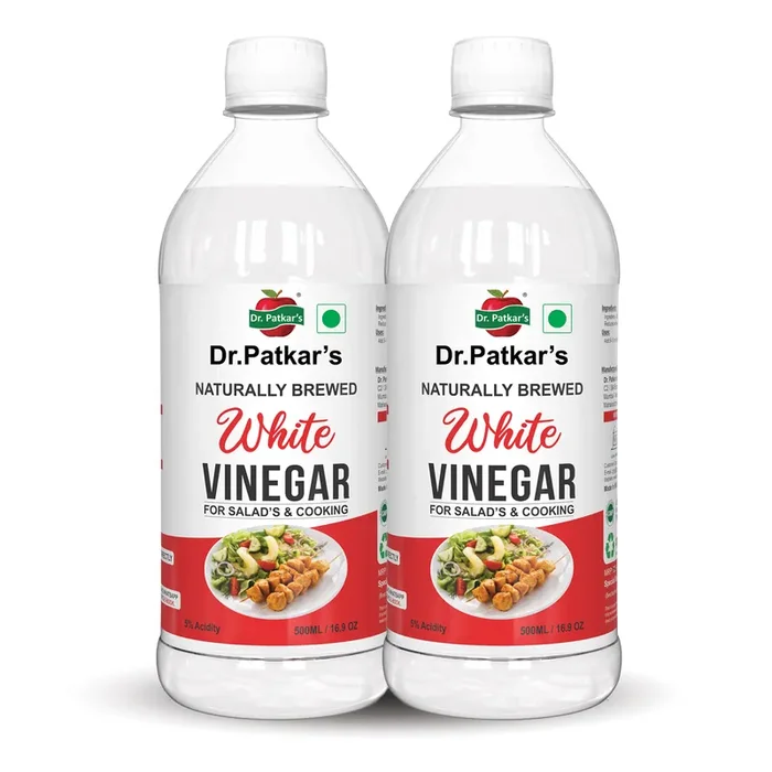 Dr. Patkar‘s 100% Natural Brewed White Vinegar for Salad Cooking Cleaning Purpose Flavoursome & Nutritious 500 ml