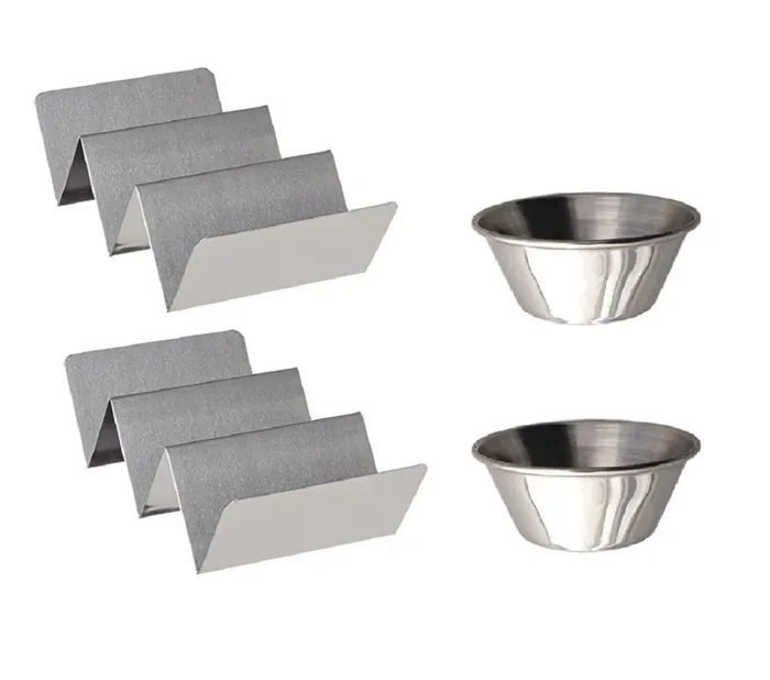 Dynore 2/3 Taco Holder with Sauce/Dip Bowls Set of 4