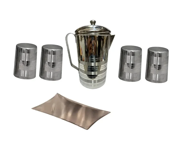 Dynore Lemon set Glass with Jug or Tray, Silver