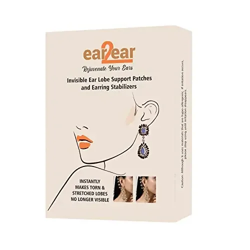 ear2ear – Invisible Ear Lobe Support Patches for Women – Makes Wearing Earrings for Women more comfortable â Ear Care Solution for Pierced Ears – Beauty Accessories – Pack of 30 Earring Stickers