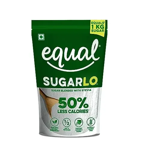 Equal SugarLo Sugar Blended With Stevia 50% Less Calories 500g Pack of 1 Equals to 1Kg of Sugar