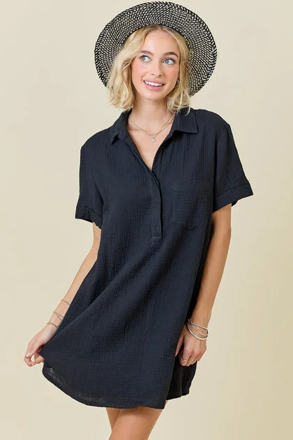 Everyday Shirt Dress in Black