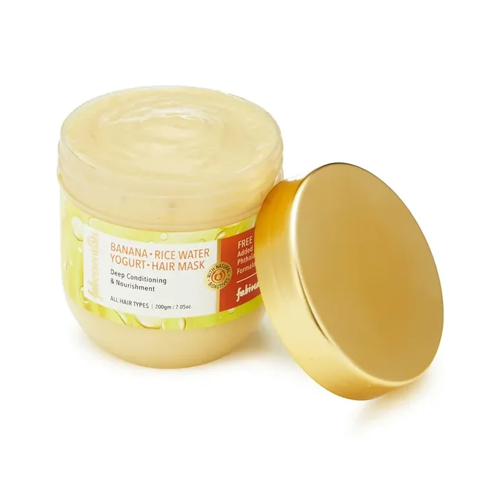 Fabessentials Banana Rice Water Yogurt Hair Mask Promotes Hair Growth Prevents Breakage Paraben free 200gm