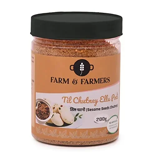 Farm and Farmers South Indian Instant Til Chutney Powder 200 Gram [Ellu Podi Sesame Chutney Just Add Water]