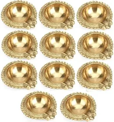 Fashion Bizz Brass Diwali Kuber Deepak On Stand Diyas Table Diya Brass