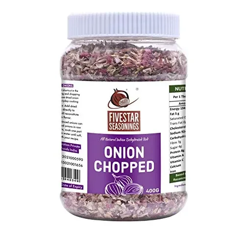 Fivestar Seasoning Red Dried Onion Chopped 100% Natural Rich in Iron Easy to Cook 0% Trans-Fat Dehydrated Onion Flakes (400g)