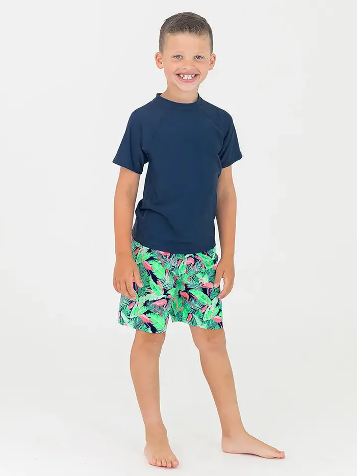 Flamingo Frenzy Swim Trunks