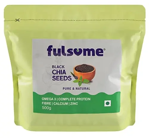 FULSOME – Premium Raw Black Chia Seeds (500G Pouch) – 100% Natural for for Healthy Diet