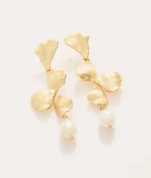 Ginko Leaf Dangle Earrings Pearl – Spartina