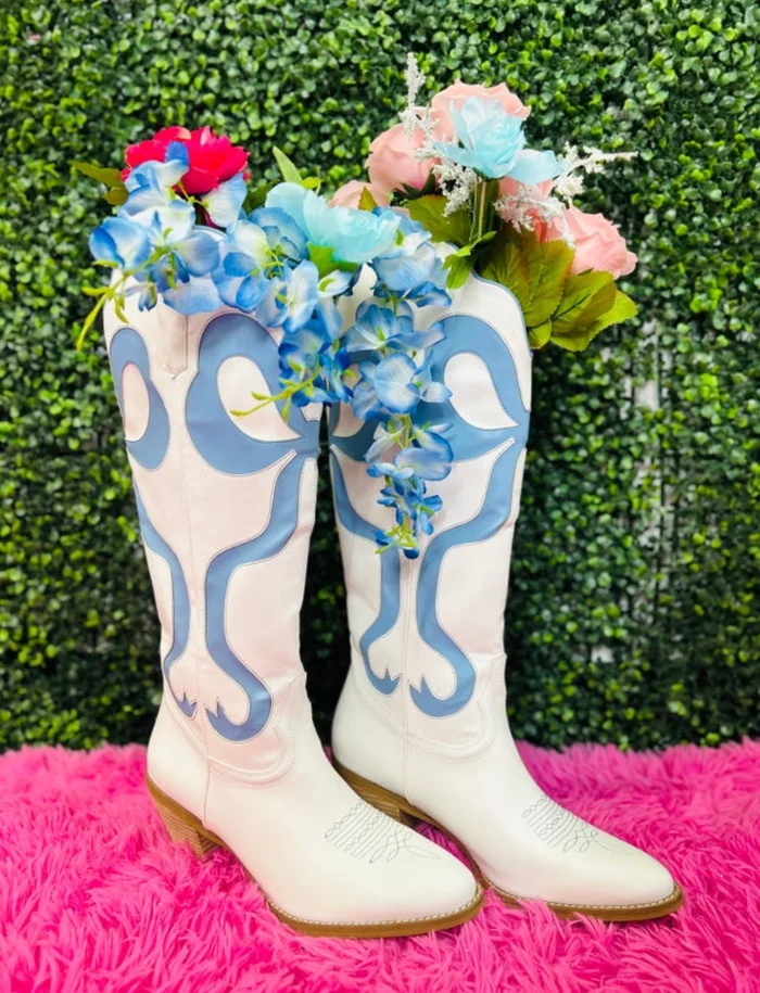 Glenda Blue Bow Boots