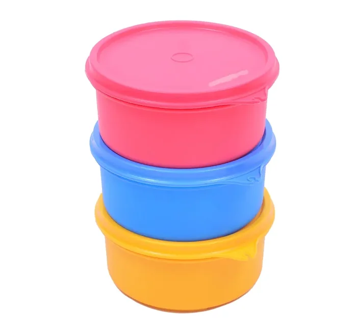 GoKoo Store Round Plastic Container Set 500ml (Colour May Vary) – Set of 3