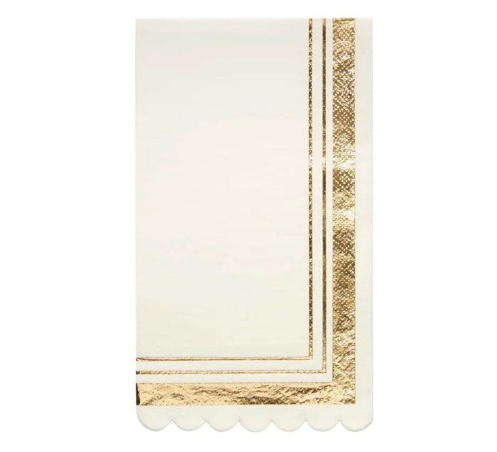 GOLD & WHITE SCALLOP GUEST TOWEL
