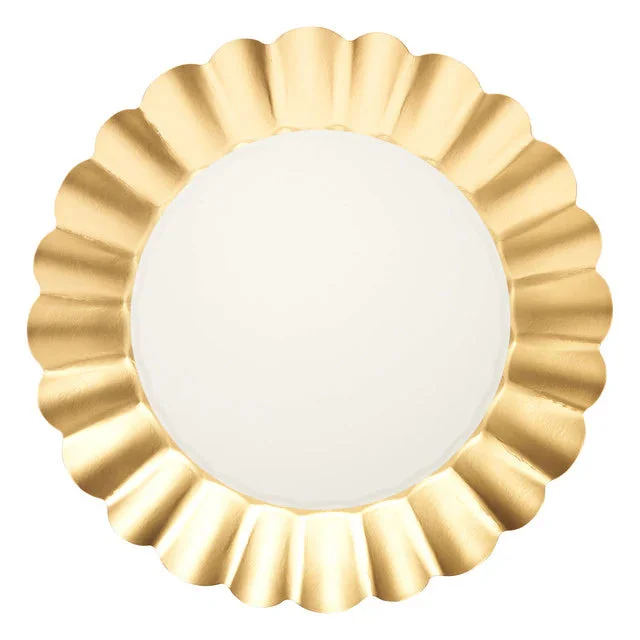 GOLD & WHITE SCALLOPED DINNER PLATE
