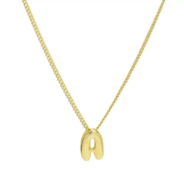 Gold Initial Slider Charm Necklace