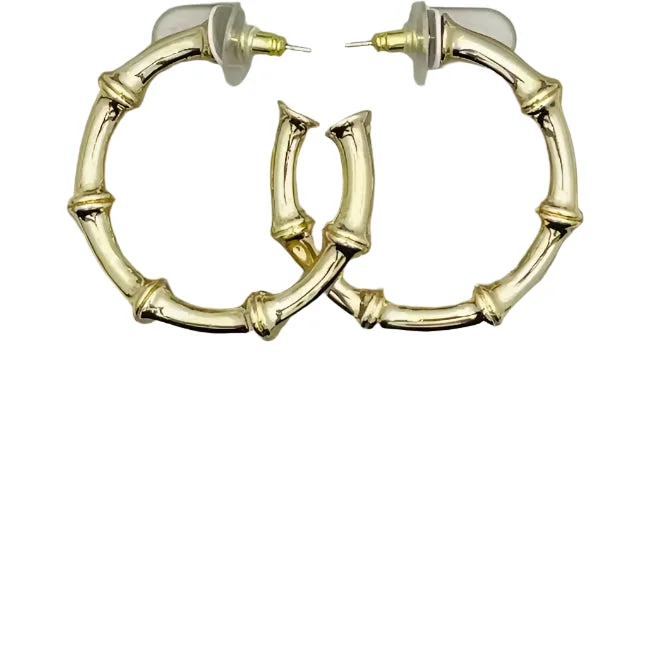 GOLD THICH BAMBOO HOOP EARRINGS