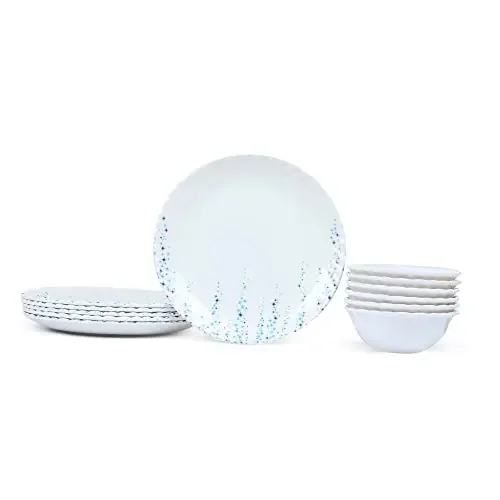 Golden Fish Marry-Gold Melamine Round Quarter Plates & Veg. Bowl (Pack of 12 7 Inches Geometric Print) (M-QPB-7-12)