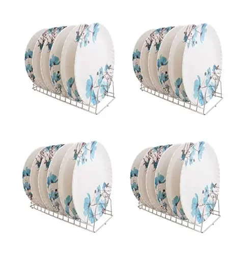 Golden Fish Unbreakable Round Full Dinner Plates (Set of 24 Floral Print )