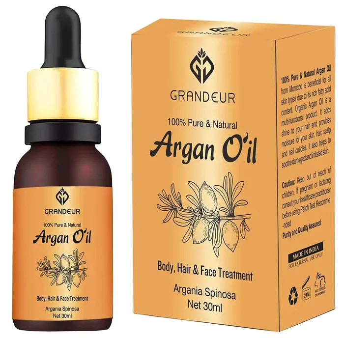 Grandeur 100% Pure And Natural Moroccan Argan Oil 30ml, for Dry and Coarse Hair & Skin care- 30mL Hair Fall Control Hair Growth
