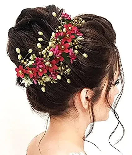 Hair Flare Artificial Flower Made Hair Accessories and Hair for Women – Dark k 2205 Pack of 1