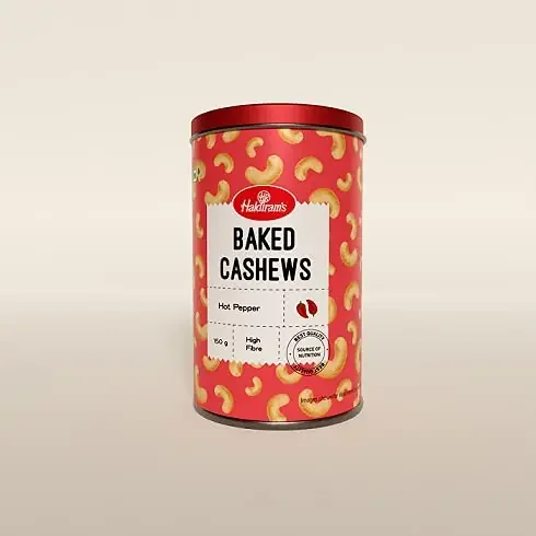 Haldiram‘s Baked Cashew Hot Pepper 150g Crunchy Cashew Nuts Hot Pepper Seasoning Flavored Roasted Cashews Whole Crunchy Cashew Premium Kaju Nuts Nutritious & Delicious Healthy Dry Fruits