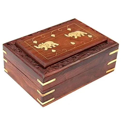 Handmade Wooden Jewellery Box for Women Jewel Organizer Hand Carved Carvings Gift Items