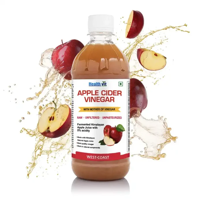 Healthvit Apple Cider Vinegar with the Mother For Weight Management Unfiltered & Raw Natural Himalayan Apples Reduced Bloating Skin & Hair Benefits Helps in Boosting Metabolism – 500ML