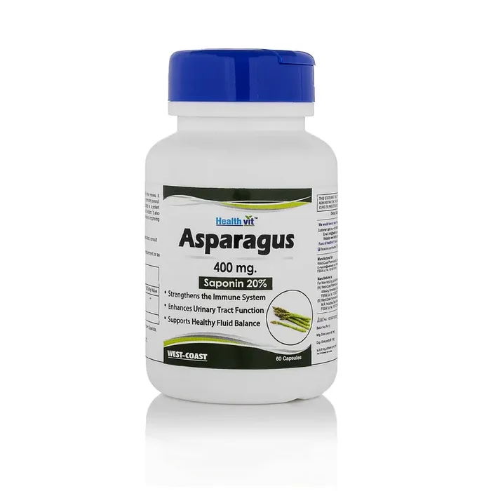 Healthvit Asparagus 400mg (20% Saponin) Improve Immune System & Urinary Tract Function Vegan & Gluten Free 60 Capsules