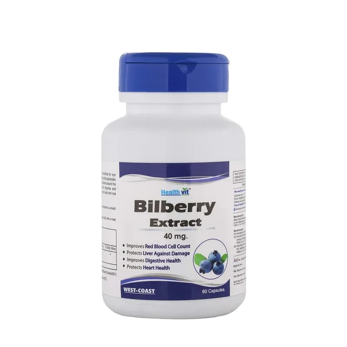 Healthvit Bilberry Extract 40 mg Capsule Eye Health Supplement for Healthy Vision Antioxidant Rich – Pack of 60 Capsules
