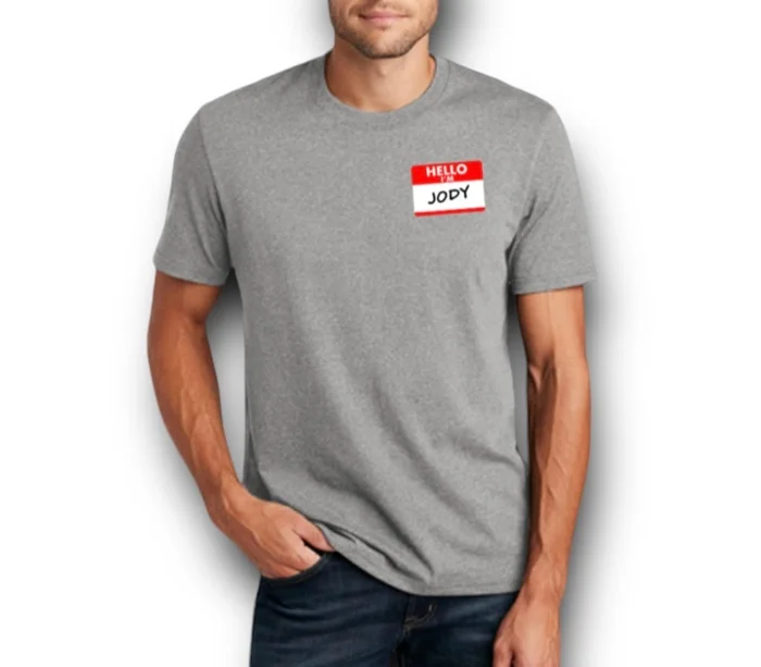 “HELLO I’M JODY” TEE (HEATHER GREY)
