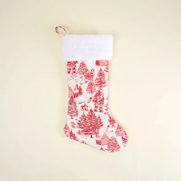 Holiday Red Christmas Father Christmas Flannelette Poshmas Stocking | Posh Peanut®