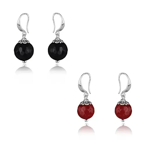 JFL – Jewellery for Less German Silver ColorBuddha Semi-Precious Pearl & Agate Bead Designer Earring For Girls & Women.