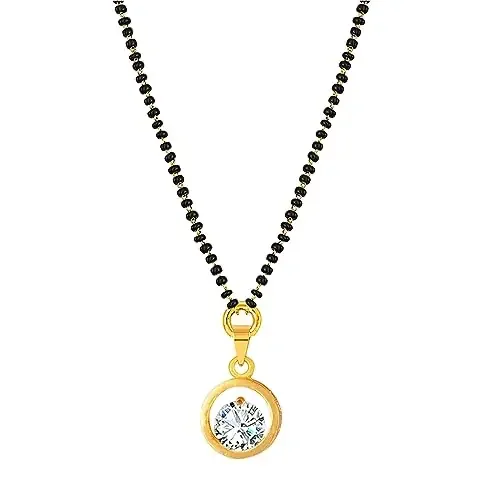JFL – Jewellery for Less Latest Gold/Silver Plated Solitaire Modern Cz American Diamond Mangalsutra for Women.