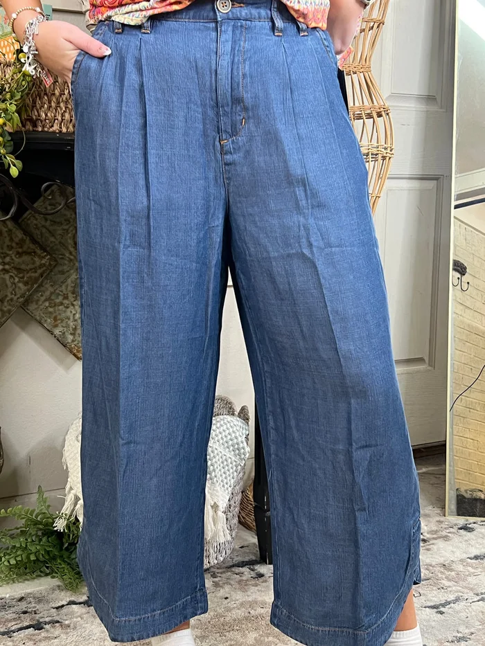 John Mark Wide Leg Pant- Crimson