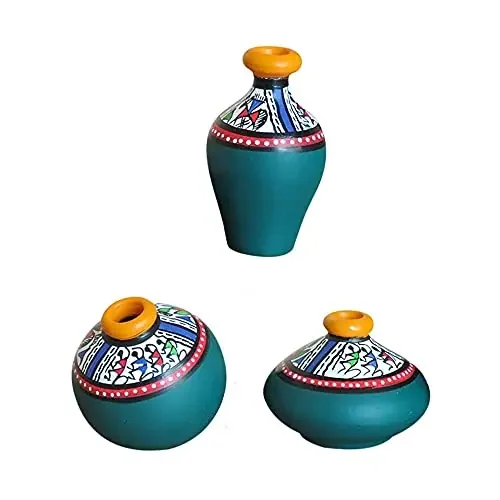 Karru krafft Earthern Home Decorative pots Terracotta Vases Set of 3