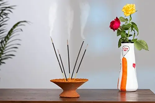 Karru Krafft Handcrafted Terracotta Padma (Lotus) Incense Stick/ Agarbatti Holder for Room Fragrance Pooja Decor Divine Natural Aroma