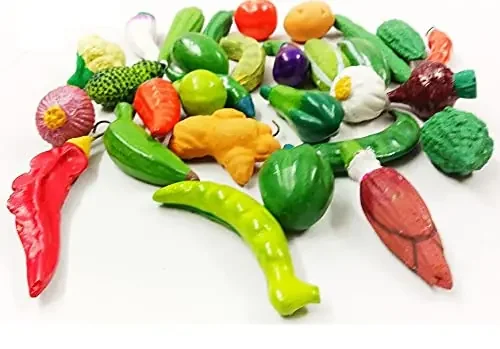 Karru Krafft Terracotta 30 Pieces Vegetables Set for Children Toy Indian Toy Multicolour