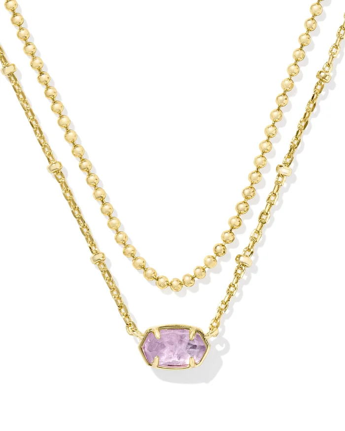 Kendra Scott Emilie Multi Strand Necklace in Gold Amethyst