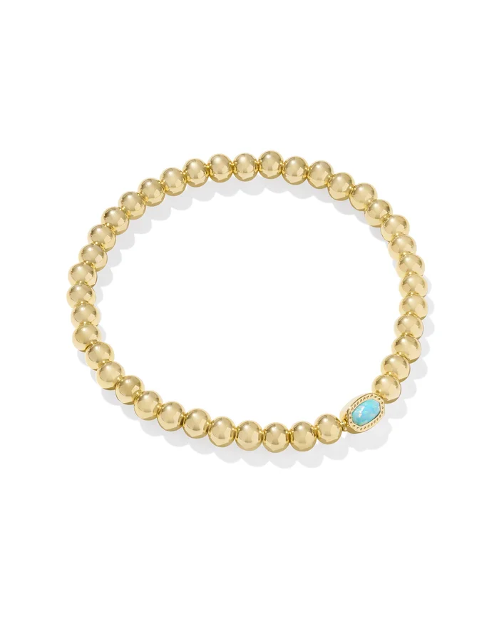 Kendra Scott Mini Elaina Gold Stretch Bracelet in Teal Opal