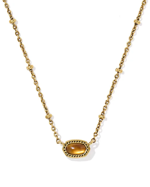 Kendra Scott Mini Elisa Gold Satellite Pendant Necklace in Marbled Amber Illusion