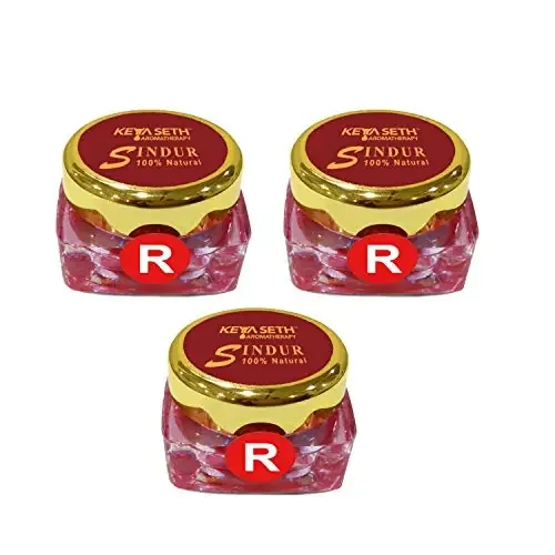 Keya Seth Aromatherapy 100% Natural Dust Sindoor Red with Herbs Extracts & Floral Pigments Kumkum No Side Effects & No Hair Fall (Pack Of 3)