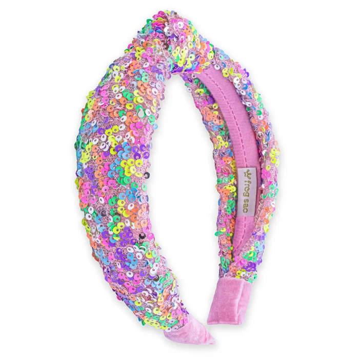 Kids Knot Headband – Rainbow Sequin Knotted Hair Accessories: Rainbow