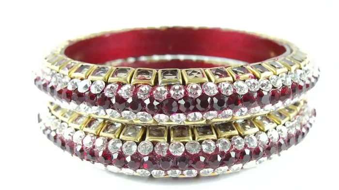 LAC BANGLES Kundan Lac Bangle for Women – Set of 2 (Color variants Available)